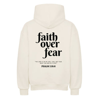 Faith over Fear Psalm 118,6 Oversized Hoodie BackPrint, Nahaufnahme