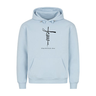 Jesus Cross Hoodie Detailansicht, Mountain Movers christliche Streetwear