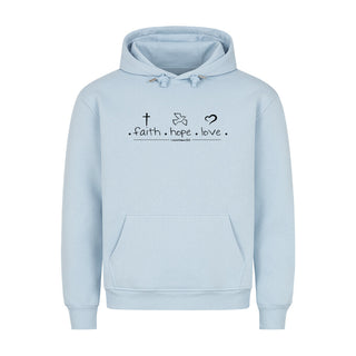 Faith hope Love Hoodie Detailansicht, Mountain Movers christliche Streetwear