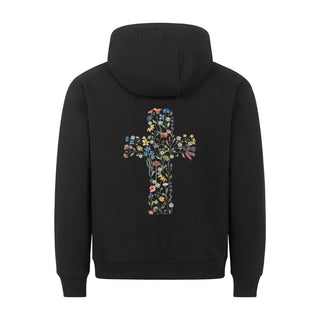 Flower Cross Hoodie BackPrint, christliche Streetwear von Mountain Movers