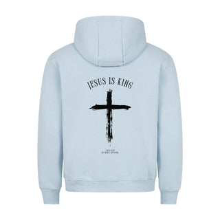 Jesus is King minimalistic Hoodie BackPrint Detailansicht, Mountain Movers christliche Streetwear