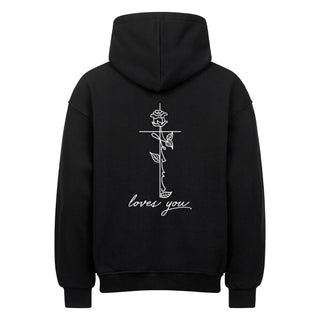 Jesus loves you cross Oversized Hoodie BackPrint, christliche Streetwear von Mountain Movers