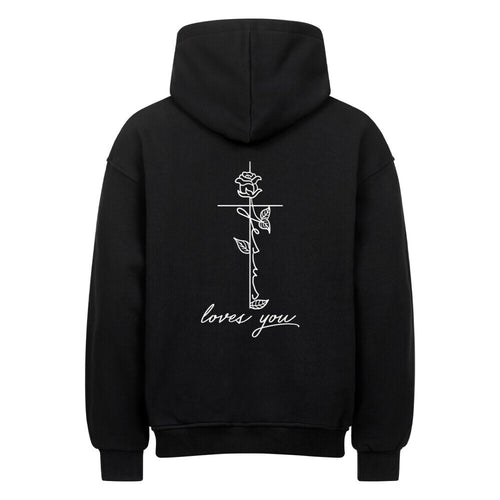 Jesus loves you cross Oversized Hoodie BackPrint
