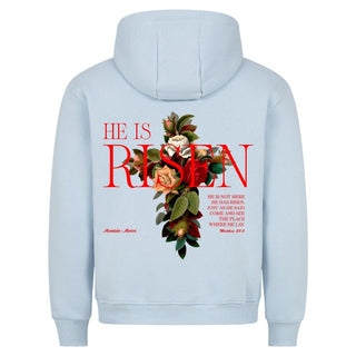 He is Risen Hoodie Backprint Detailansicht, Mountain Movers christliche Streetwear