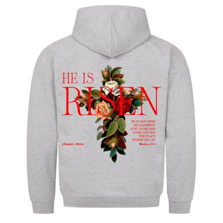 He is Risen Hoodie Backprint Detailansicht, Mountain Movers christliche Streetwear