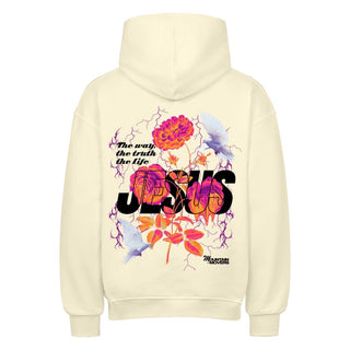 Jesus Flower Oversized Hoodie Backprint Variante, Mountain Movers christliches Design