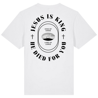 The King died for you Oversized Shirt BackPrint Detailansicht, Mountain Movers christliche Streetwear