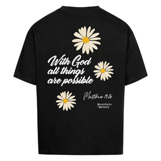 With God Flower Oversize Shirt Variante, Mountain Movers christliches Design
