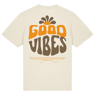 Good Vibes Flowers Oversized Shirt Back- und Frontprint Detailansicht, Mountain Movers christliche Streetwear