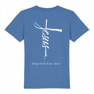 Jesus Cross Kinder T-Shirt Backprint, Nahaufnahme