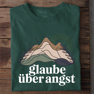 Glaube über Angst Shirt Detailansicht, Mountain Movers christliche Streetwear