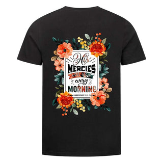 His Mercies are new Shirt BackPrint Variante, Mountain Movers christliches Design
