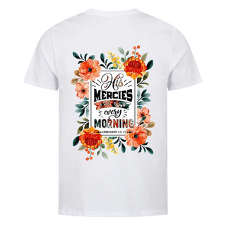 His Mercies are new Shirt BackPrint Detailansicht, Mountain Movers christliche Streetwear