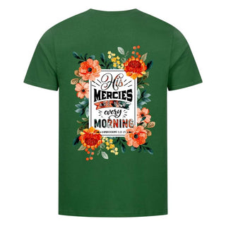 His Mercies are new Shirt BackPrint Detailansicht, Mountain Movers christliche Streetwear