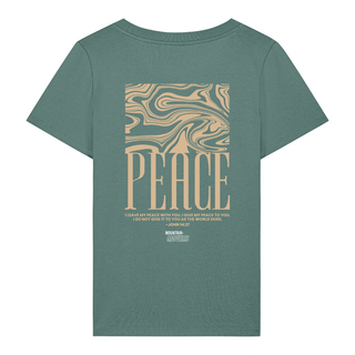 Peace Streetwear Frauen T-Shirt BackPrint, getragen
