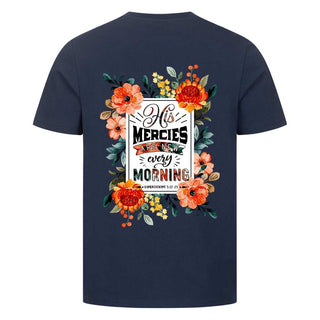 His Mercies are new Shirt BackPrint Detailansicht, Mountain Movers christliche Streetwear
