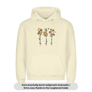 Faith Hope Love Flower Hoodie Variante, Mountain Movers christliches Design