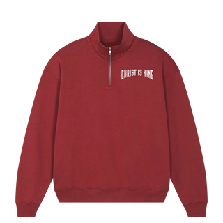 Christ is King Half Zip Sweater Detailansicht, Mountain Movers christliche Streetwear