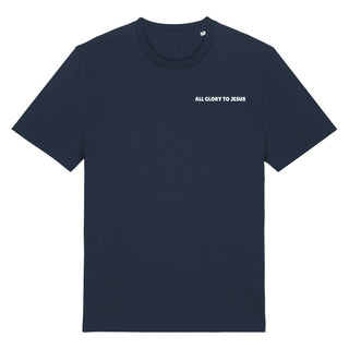 Minimalistisches All Glory To Jesus Shirt Detailansicht, Mountain Movers christliche Streetwear