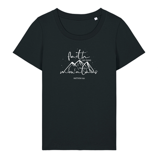 Move Mountains Frauen T-Shirt Detailansicht, Mountain Movers christliche Streetwear