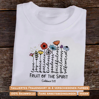 Fruit of the Spirit Flower Frauen Shirt Variante, Mountain Movers christliches Design