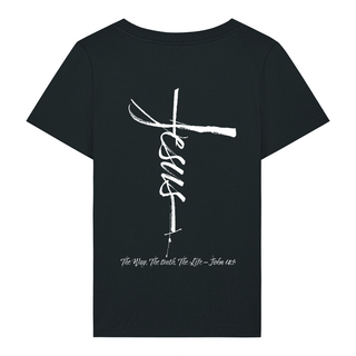 Jesus Cross Frauen T-Shirt BackPrint, Motivdetail