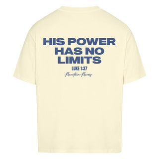 HIS POWER Oversized Shirt BackPrint Detailansicht, Mountain Movers christliche Streetwear
