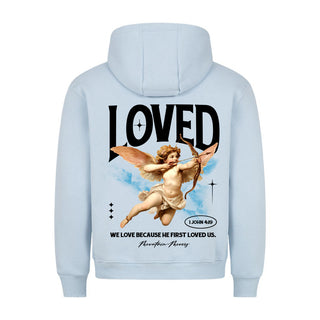 Loved Hoodie BackPrint Detailansicht, Mountain Movers christliche Streetwear