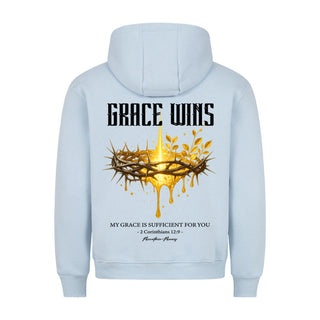Grace win Hoodie BackPrint Detailansicht, Mountain Movers christliche Streetwear