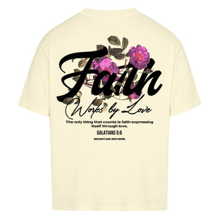 Faith Work By love Oversized Shirt BackPrint Detailansicht, Mountain Movers christliche Streetwear
