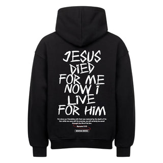 Jesus died for me Oversized Hoodie Backprint, christliche Streetwear von Mountain Movers