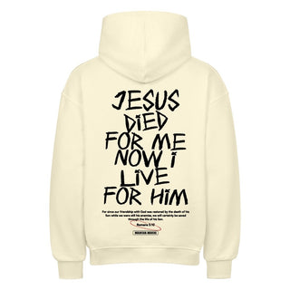 Jesus died for me Oversized Hoodie Backprint Variante, Mountain Movers christliches Design