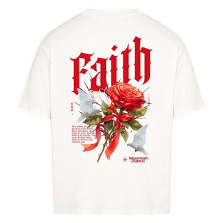 Faith Flower Dove Oversize Shirt Detailansicht, Mountain Movers christliche Streetwear