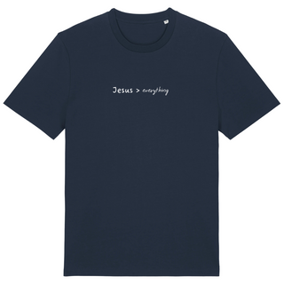 Jesus over everything Shirt Detailansicht, Mountain Movers christliche Streetwear