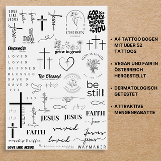 Tattoobogen A4 Variante, Mountain Movers christliches Design