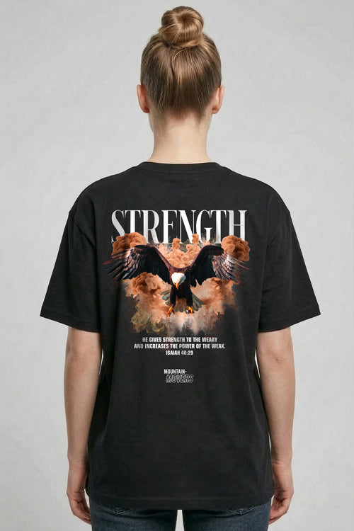 Sterkte streetwear oversized T-shirt met print op de achterkant