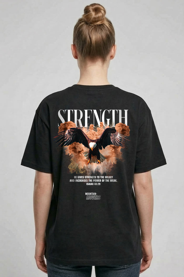 Sterkte streetwear oversized T-shirt met print op de achterkant