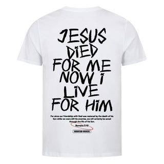 Jesus died for me Shirt Backprint Detailansicht, Mountain Movers christliche Streetwear