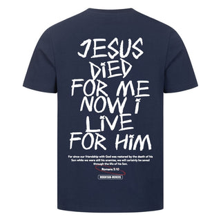 Jesus died for me Shirt Backprint Detailansicht, Mountain Movers christliche Streetwear