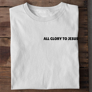 Minimalistisches All Glory To Jesus Shirt Variante, Mountain Movers christliches Design