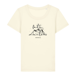 Move Mountains Frauen T-Shirt Detailansicht, Mountain Movers christliche Streetwear