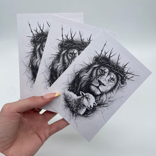 Lion Lamb Postkarte Variante, Mountain Movers christliches Design