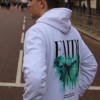 Faith Streetwear Hoodie BackPrint Detailansicht, Mountain Movers christliche Streetwear