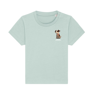 God is for us dog Baby T-Shirt Detailansicht, Mountain Movers christliche Streetwear