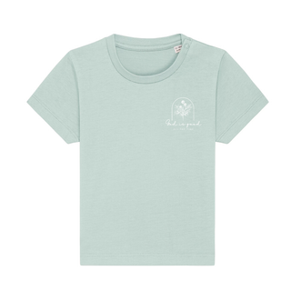 God is good floral Baby T-Shirt Detailansicht, Mountain Movers christliche Streetwear