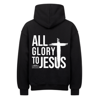 All Glory to Jesus Oversized Hoodie BackPrint, christliche Streetwear von Mountain Movers