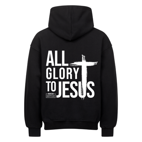 ALLE GLORIE AAN JEZUS OVERSIZE HOODIE Rugprint