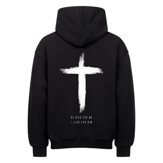 He died Oversized Hoodie BackPrint, christliche Streetwear von Mountain Movers