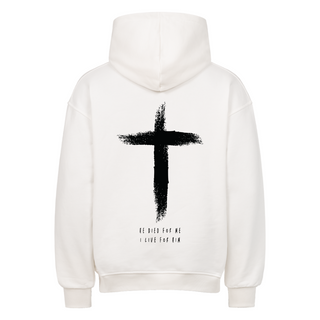 He died Oversized Hoodie BackPrint Variante, Mountain Movers christliches Design