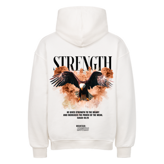 Strength Streetwear Oversized Hoodie BackPrint Variante, Mountain Movers christliches Design